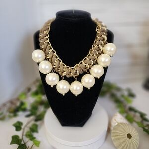 Statement Gold Chain and Pearl Necklace